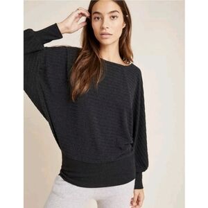 Saturday Sunday Anthropologie Gray Ribbed Velour Shawna Hacci Sweater Size Small